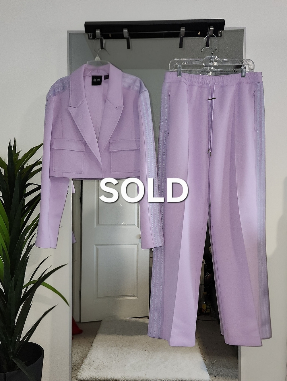 Adidas x Ivy Park Cropped Suit Jacket & 3-Stripes Suit Pants | Purple Glow, L